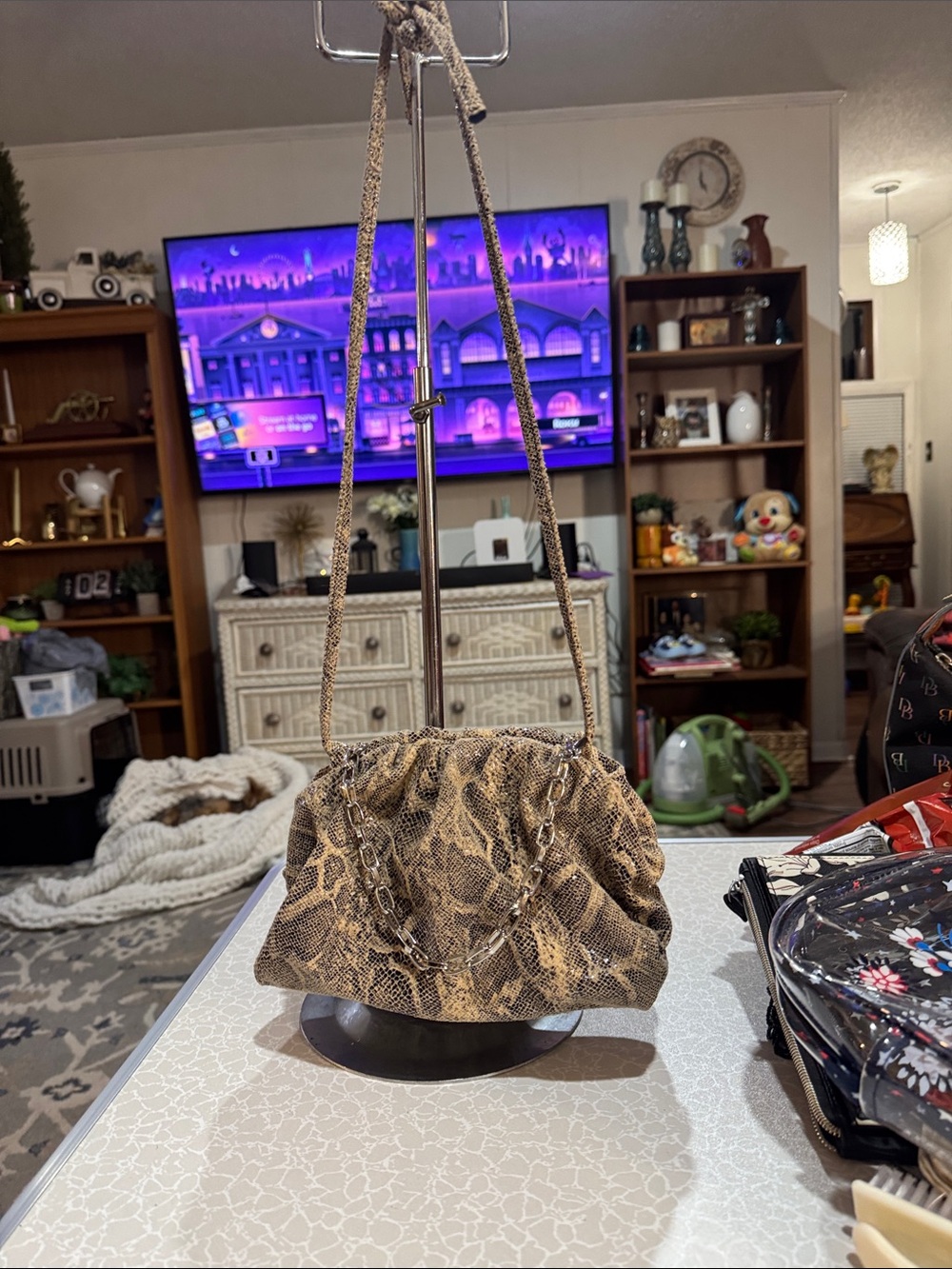 Express Brown Snake-Print Crossbody Bag